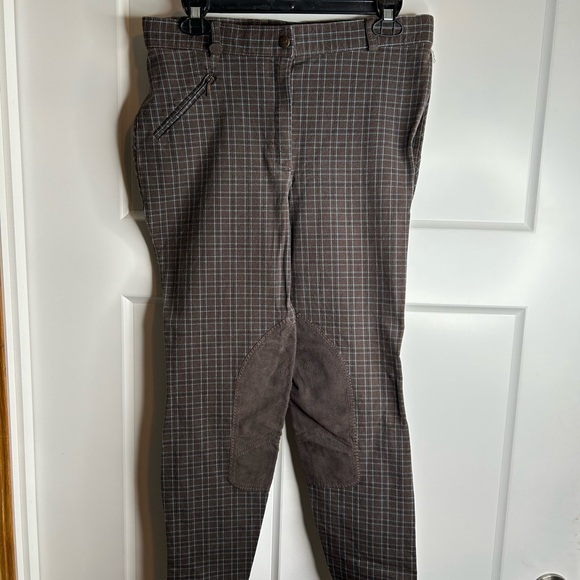 Ovation Womens Size 34R Riding Breeches Cotton Brown Plaid 4013 - Picture 1 of 10